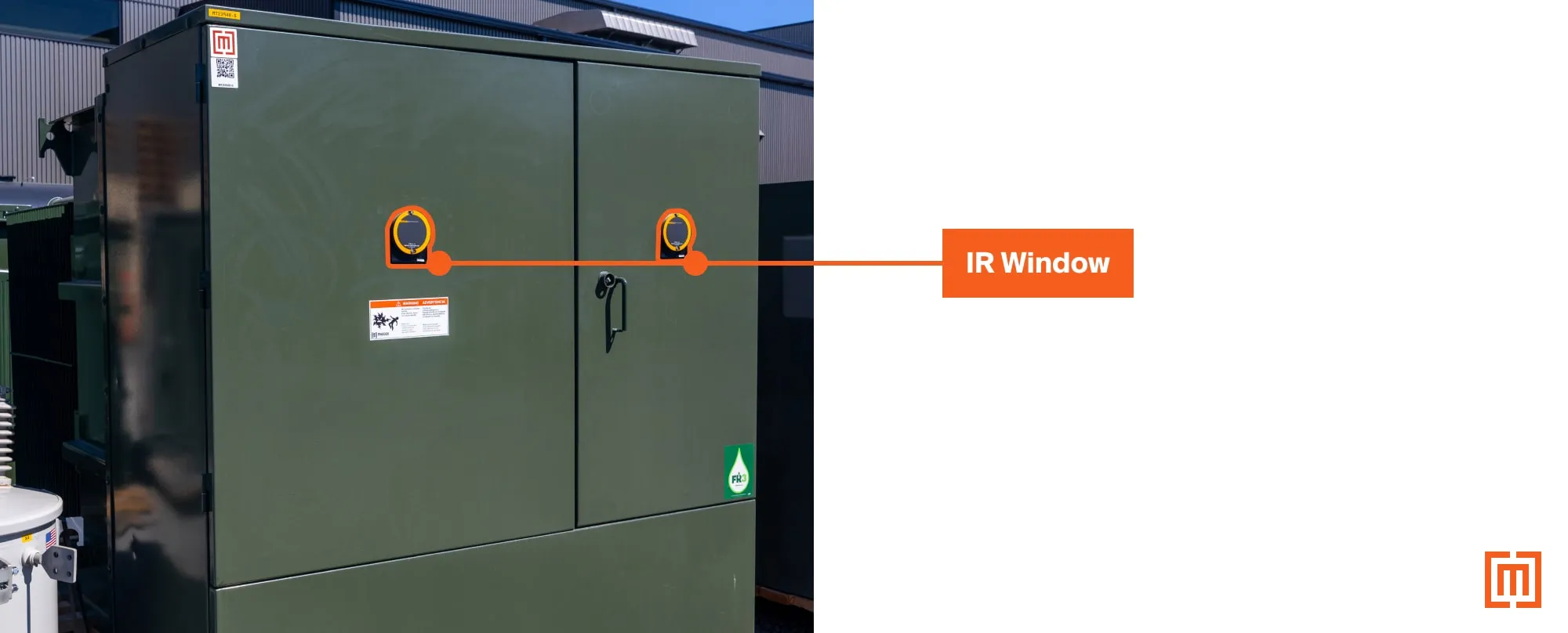 IR windows on door of padmount transformer cabinet